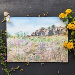 Spring in the Scablands: 9"x12" Original Watercolor Landscape Painting